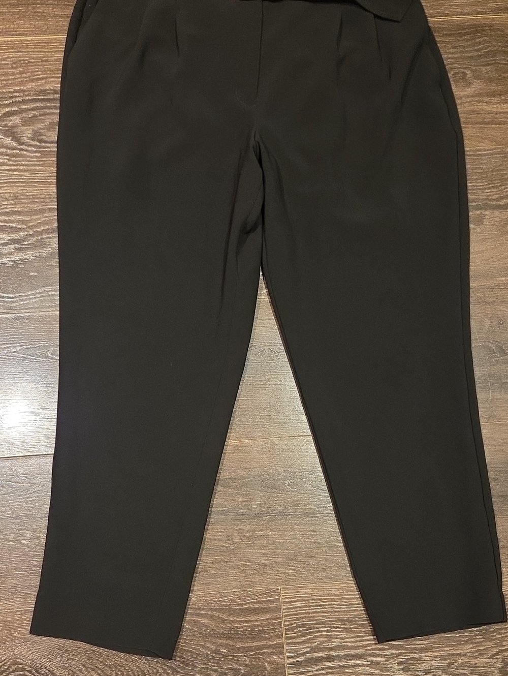 ❤️ EXPRESS HIGH RISE PLEATED TAPERED BELTED CREPE PANTS / TROUSERS, BLACK, 14 - Picture 4 of 9